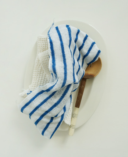 (UK) Cotton Striped Dishcloth (blue)
